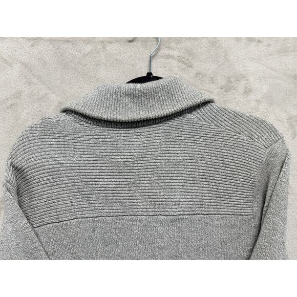 H&M Gray Cotton Knit Collared Pockets Double Breasted Black Buttons Large - Picture 12 of 12